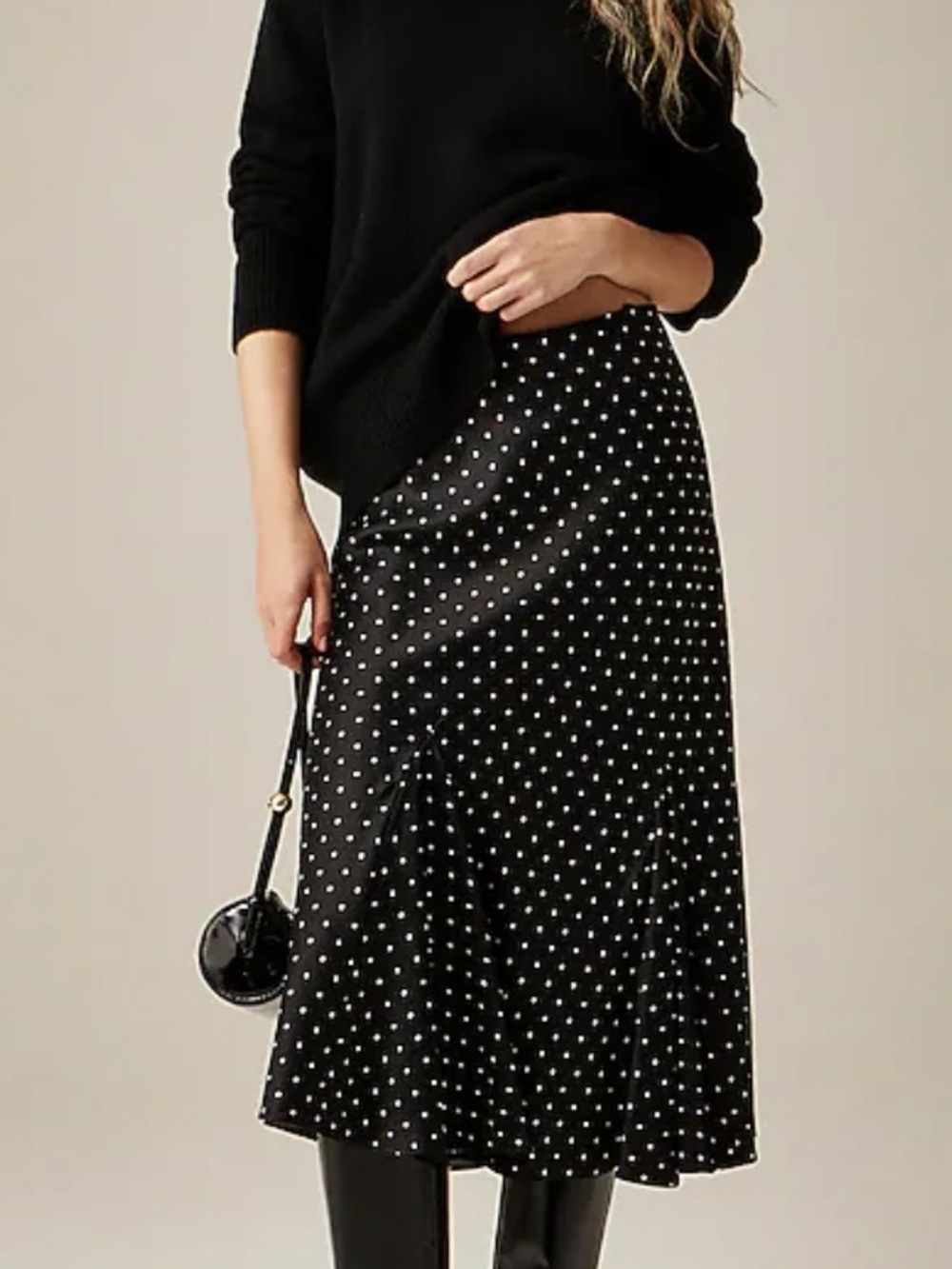 J. Crew Midi Skirt with White Polka Dots - NWT - Size XL